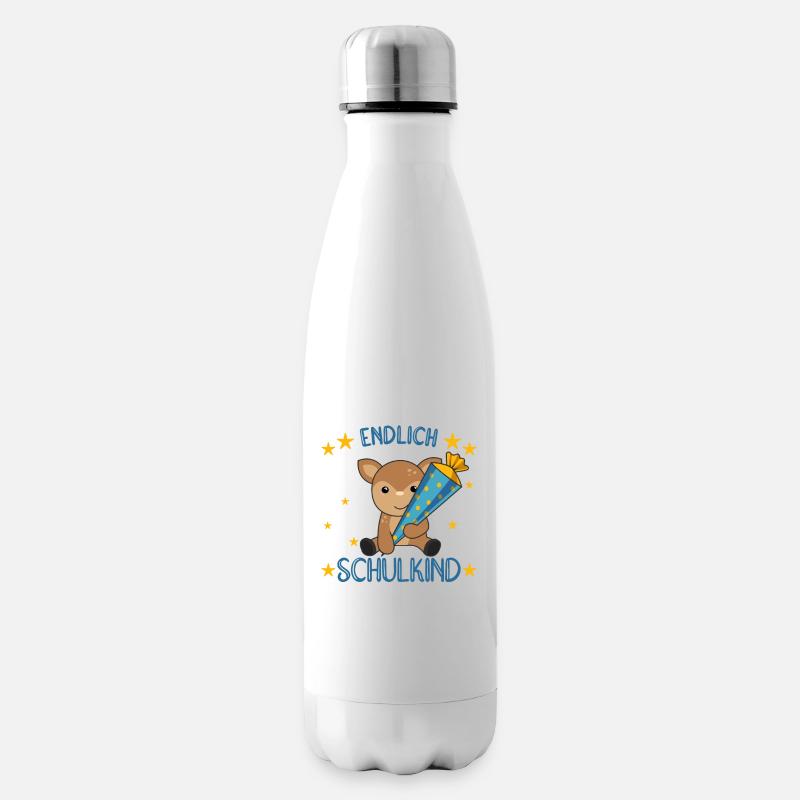 Endlich Schulkind Reh Schultüte Schule Einschulung - Isolierflasche - Weiß