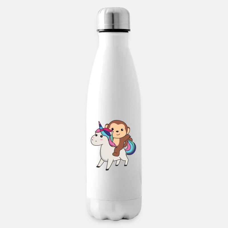 Affe Einhorn süße Tiere Einhörner Affen - Isolierflasche - Weiß