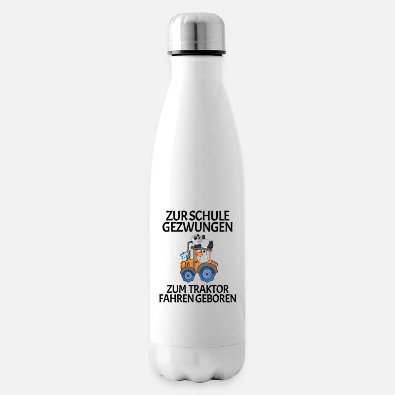 Schule Einschulung Traktor Geschenk Lustig - Isolierflasche - Weiß