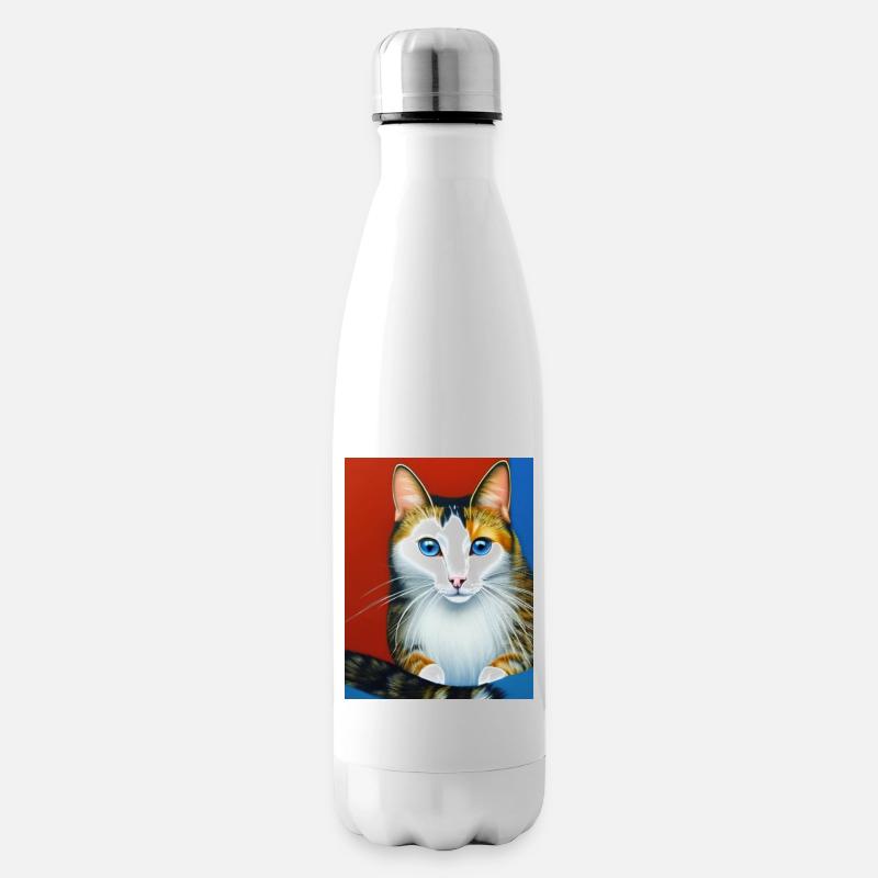 Katze - Isolierflasche - Weiß