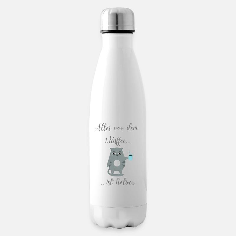 Kaffee und Katzenliebe - Isolierflasche - Weiß
