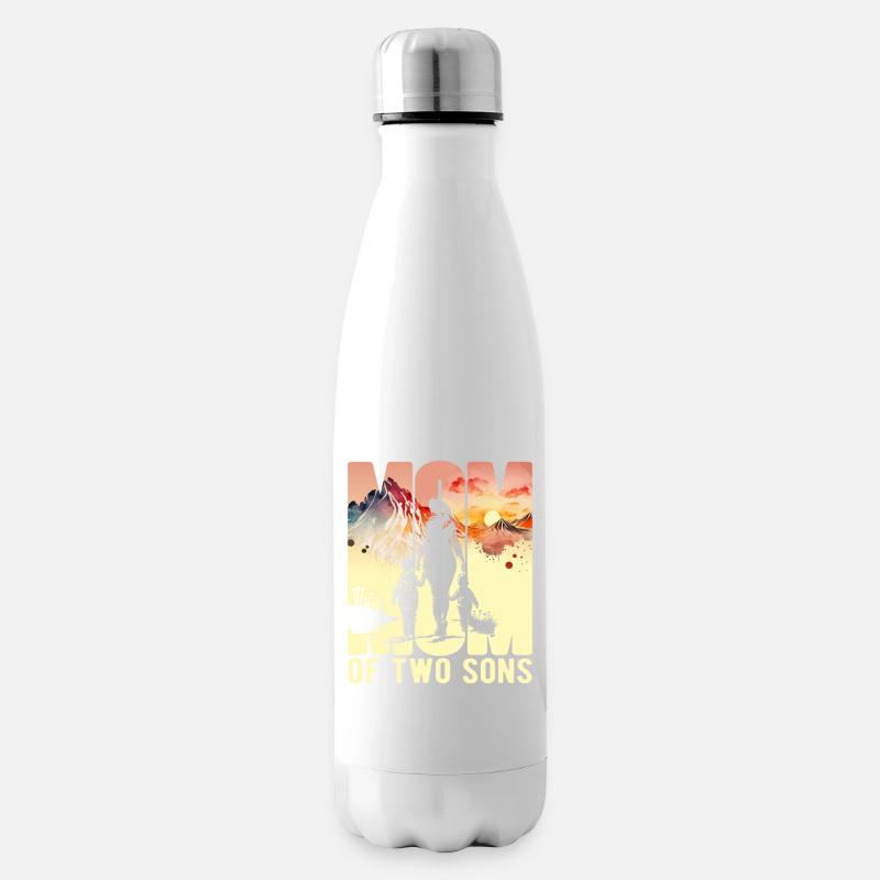 Mutter mit zwei Söhnen Muttertag Berge Mama Kind - Isolierflasche - Weiß