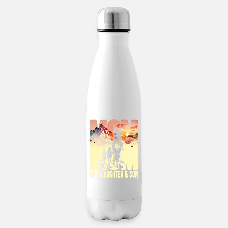 Mutter mit Tochter Sohn Muttertag Berge Mama Kind - Isolierflasche - Weiß