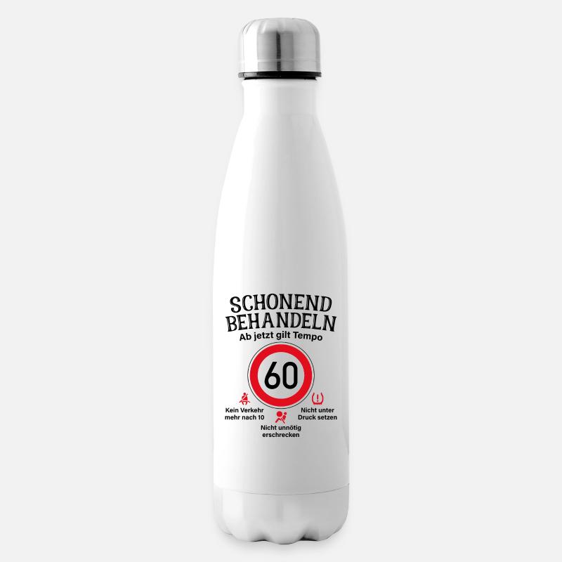 60. Geburtstag Schonend Behandeln 60 Tempolimit 60 - Isolierflasche - Weiß