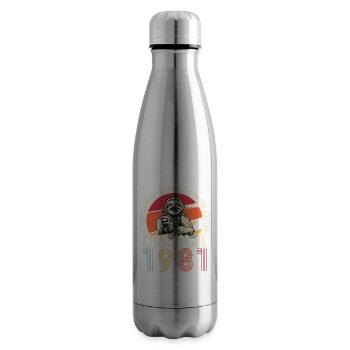 1981 Anniversaire vintage vintage paresseux cadeau - Bouteille isotherme - argent clair - Droite