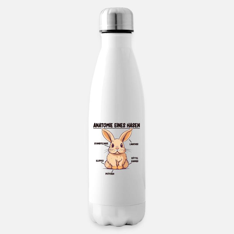 Anatomie eines Hasen lustige Kanninchen Erklärung - Isolierflasche - Weiß