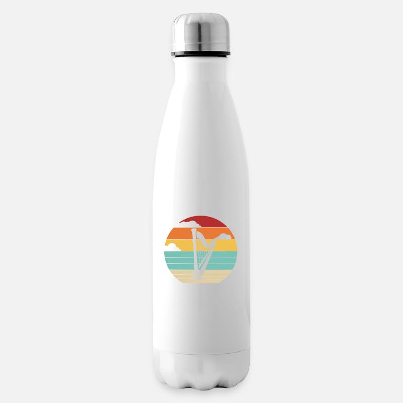 Retro Harfe Konzertharfe Harfenmusik Harfenspieler - Isolierflasche - Weiß