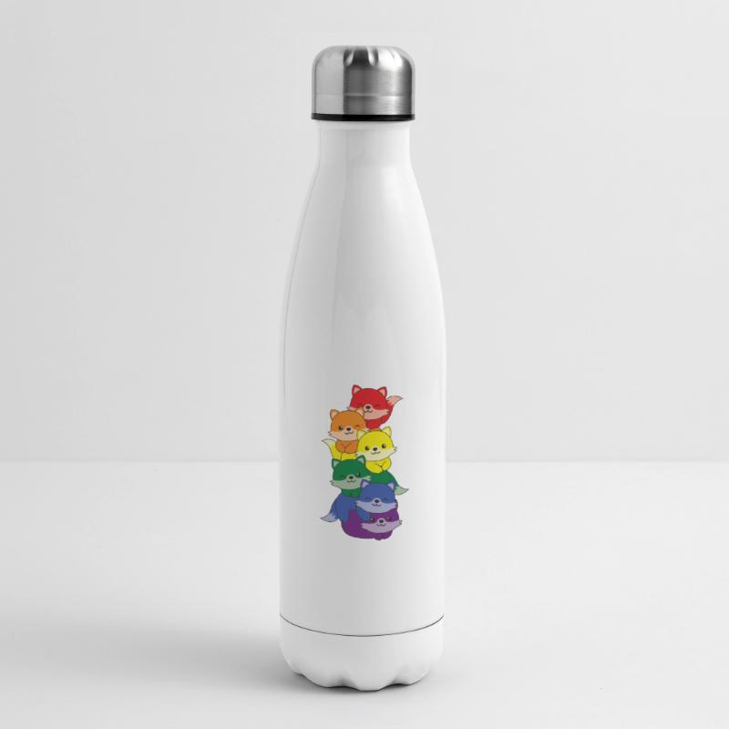 Rainbow Flag Pride LGBTQ Cute Fox Stack Insulated Water Bottle