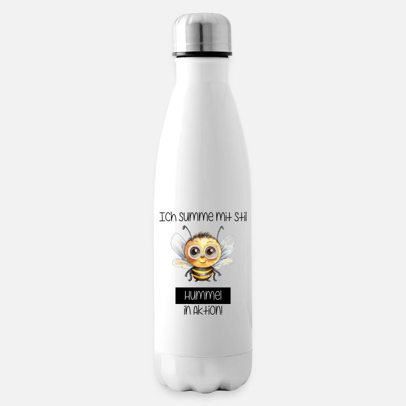 Ich summe mit Stil - Hummel in Aktion - Isolierflasche - Weiß