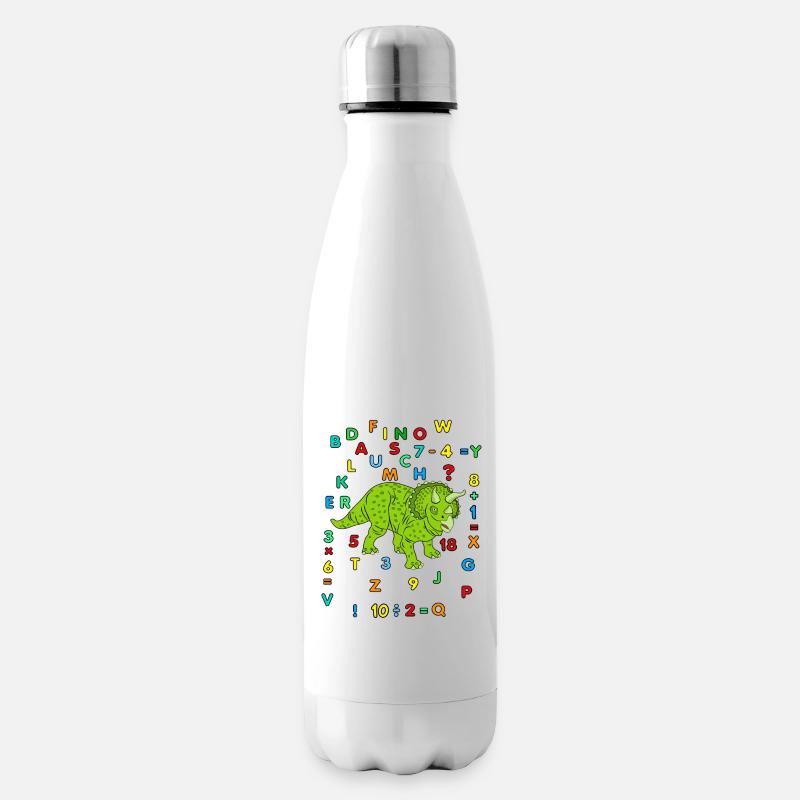 Dinosaurier, Triceratops, Schulanfänger, Zahlen - Isolierflasche - Weiß