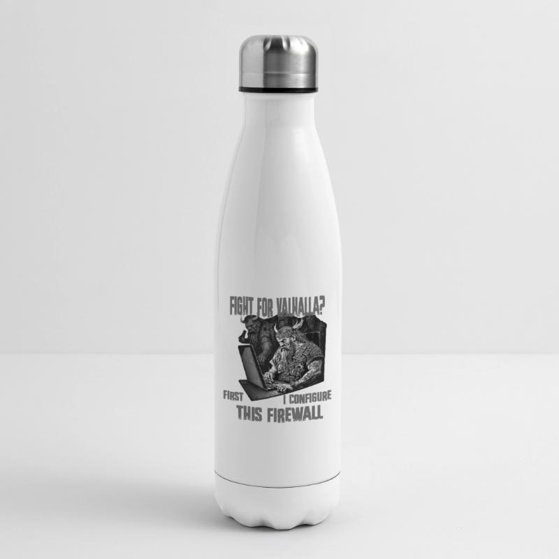 Firewall first Wikingerprogrammierer schwarz weiss Isolierflasche