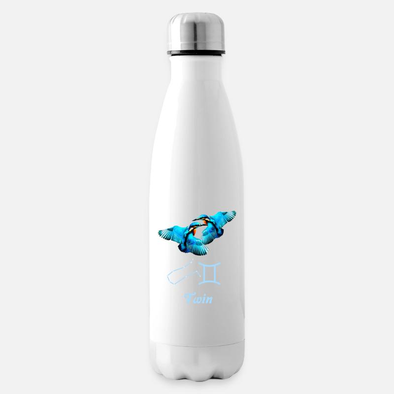 Sternzeichen Zwilling, Eisvogel, Sternenbild - Isolierflasche - Weiß