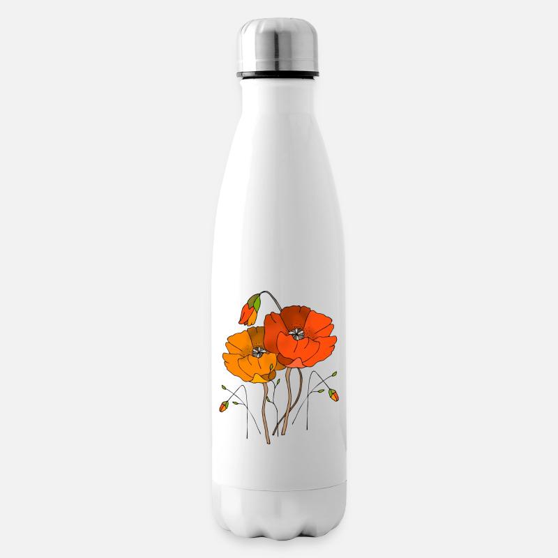 Blumen - Isolierflasche - Weiß