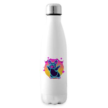 Lustige Französiche Bulldogge Synth Frenchie - Isolierflasche - Weiß - Rechts