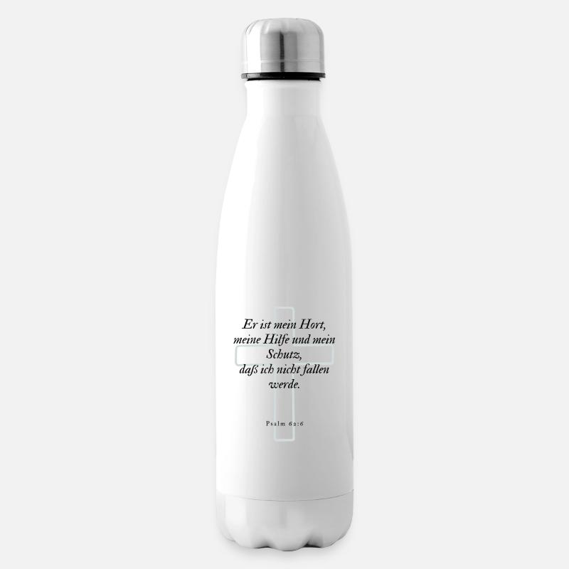 Bibelvers - Psalm 62,6 - Isolierflasche - Weiß