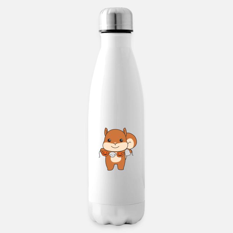 Eichhörnchen Happy Halloween Kürbis Geist Kostüm - Isolierflasche - Weiß