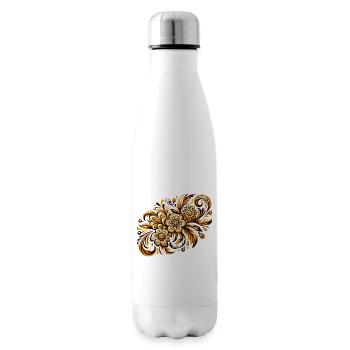 motif floral or inspiré d'art traditionnel russe - Bouteille isotherme - blanc - Droite