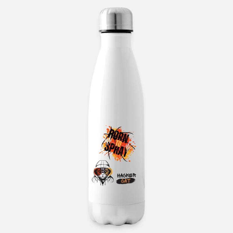 Geboren, um Hacker Cat zu sprühen - Isolierflasche - Weiß