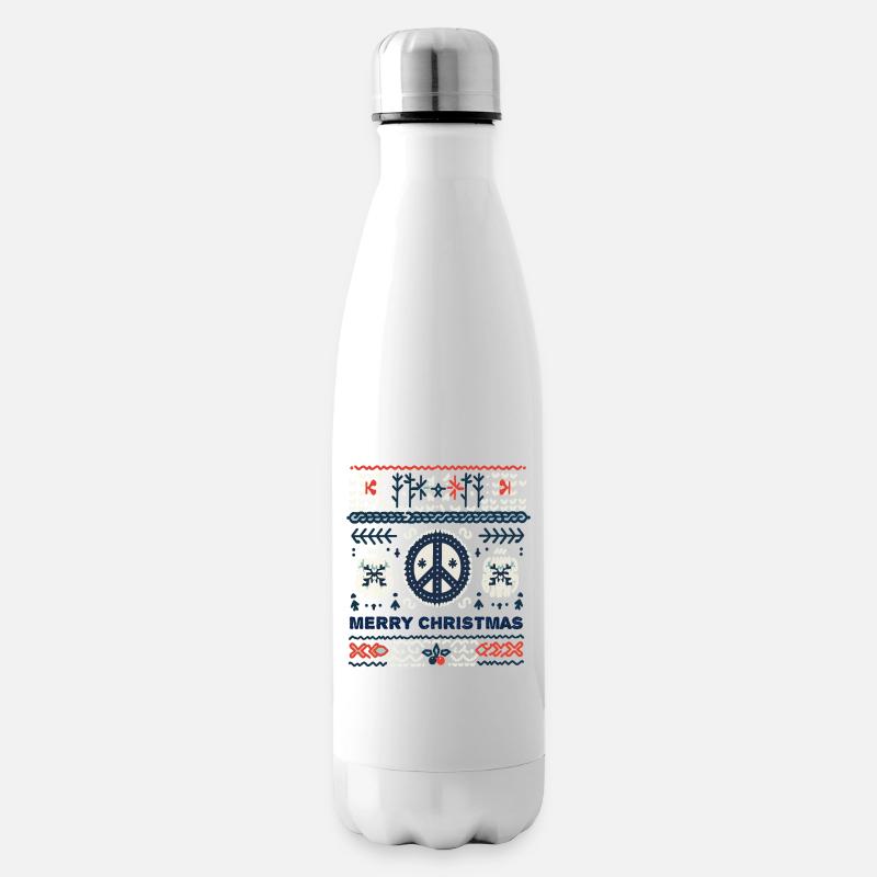 Ugly Christmas Peace Strickmuster - Isolierflasche - Weiß