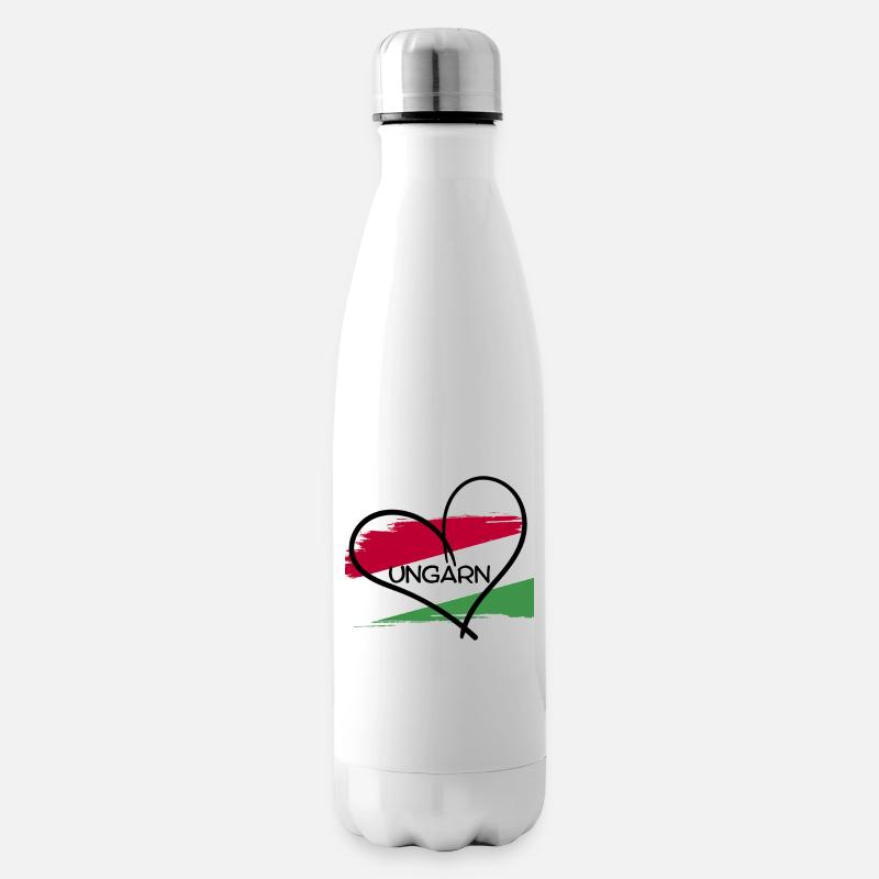 Ungarnflagge mit Herz - Isolierflasche - Weiß