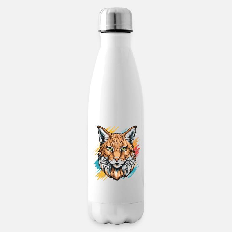 Luchs-Katze - Isolierflasche - Weiß