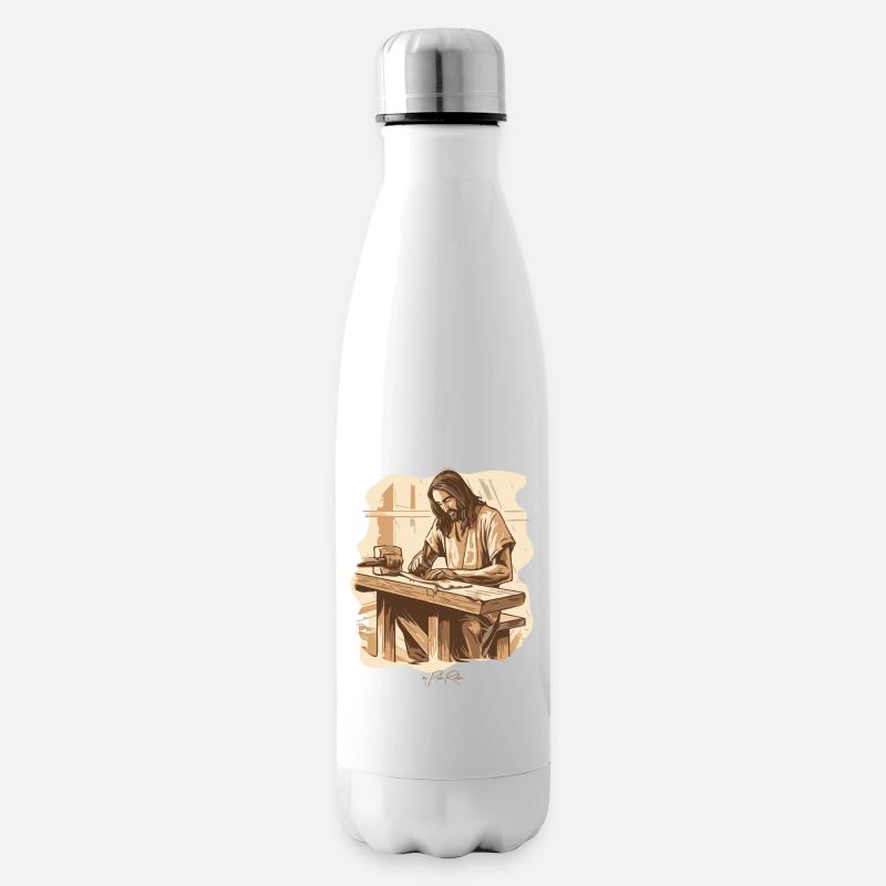 Jesus Josef: Der urprüngliche Zimmermann - Isolierflasche - Weiß
