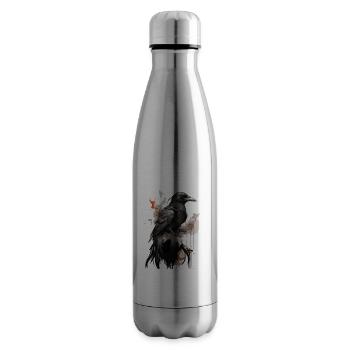 Illustration mystique de Corbeau noir - Bouteille isotherme - argent clair - Droite