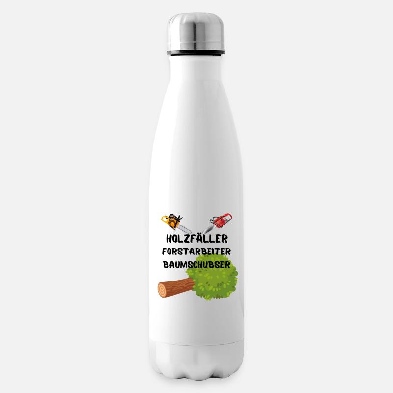 lustiger Holzfäller Baumschubser Waldarbeiter Logo - Isolierflasche - Weiß