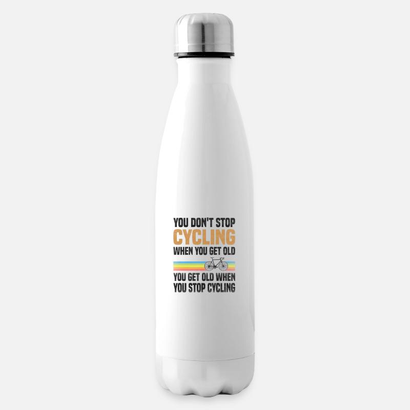 On n’arrête pas de faire du vélo parce qu’on vieillit - Bouteille isotherme - blanc