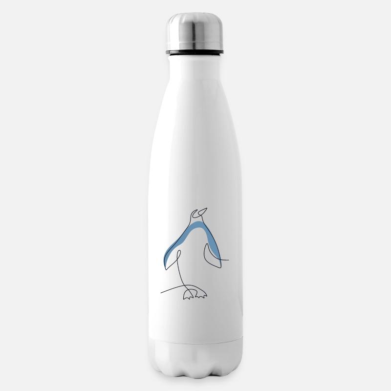 One Line Königspinguin Kaiserpinguin Seevogel - Isolierflasche - Weiß