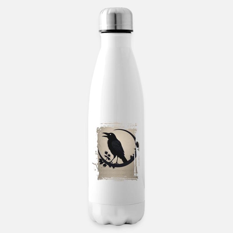 Rabe auf Ast sitzend - Isolierflasche - Weiß