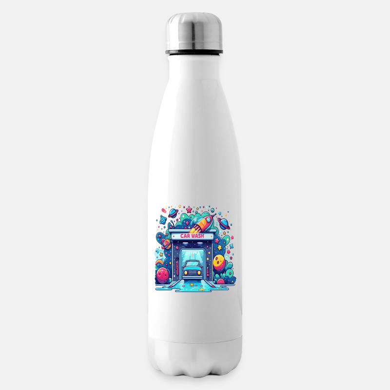 Comic Auto Waschanlage - Isolierflasche - Weiß