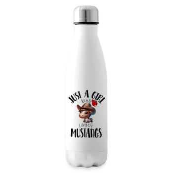 T-Shirt " juste une fille qui aime " les poulains - Bouteille isotherme - blanc - Droite