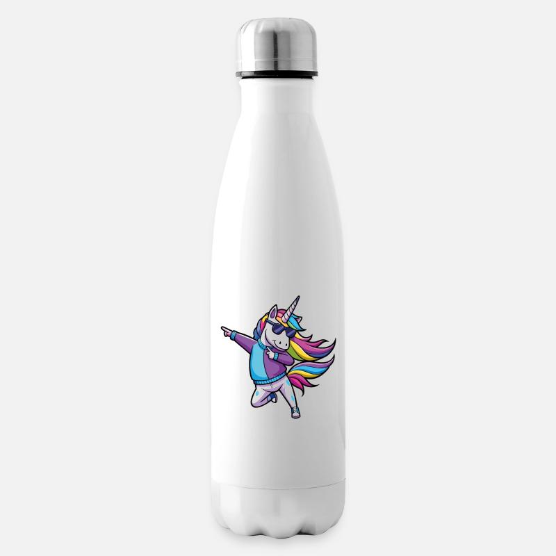 Rainbow Unicorn Dancer Illustration - Insulated Water Bottle - white