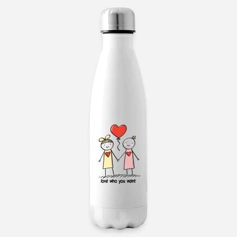 Strichmännchen Lesbisches Liebespaar Liebe - Isolierflasche - Weiß