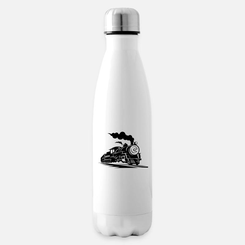 Dampfzug Skizze - Isolierflasche - Weiß