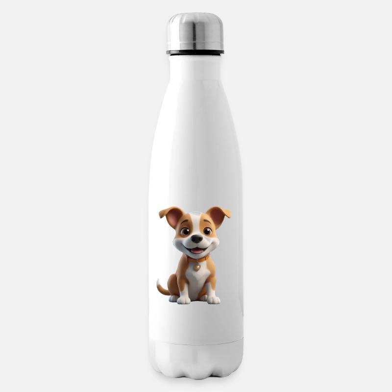 Süßes Hündchen mit Herzchen - Isolierflasche - Weiß
