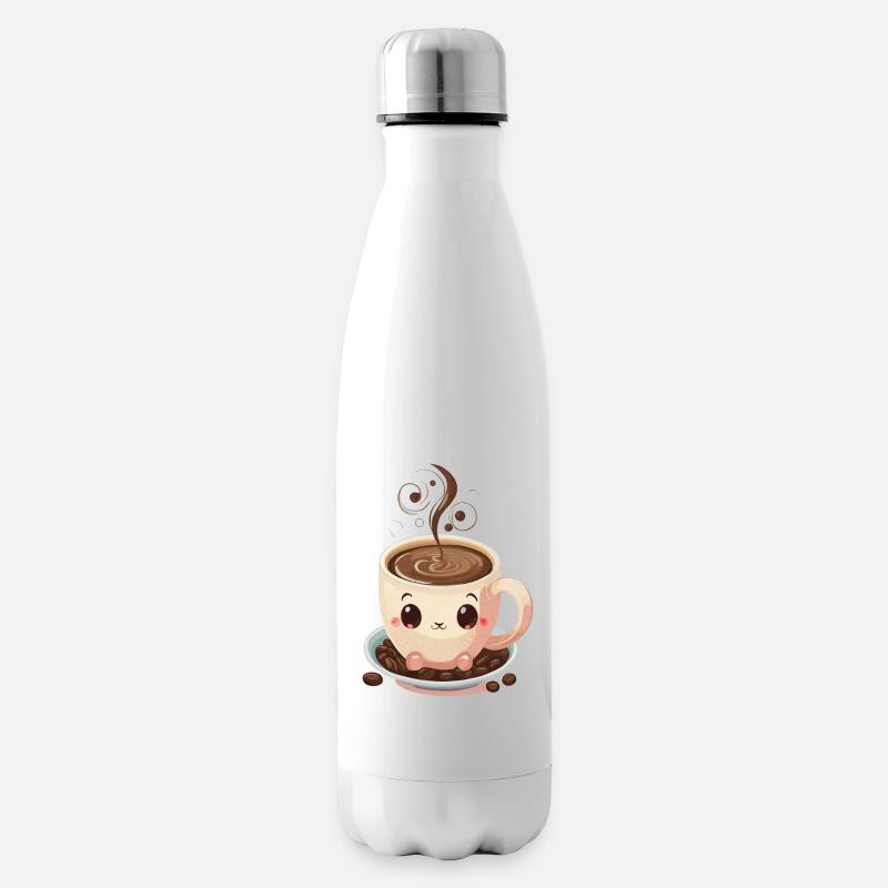 Kaffeetasse mit heißem Kaffee - Isolierflasche - Weiß