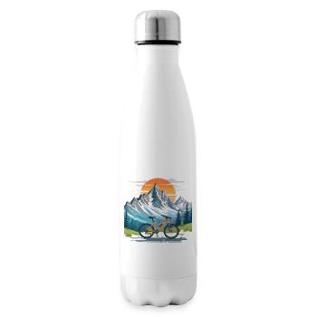 Mountainbike vor Bergen - Isolierflasche - Weiß - Rechts