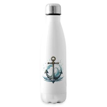 Jeter l’ancre avec les vagues et les éclaboussures d’eau - Bouteille isotherme - blanc - Droite