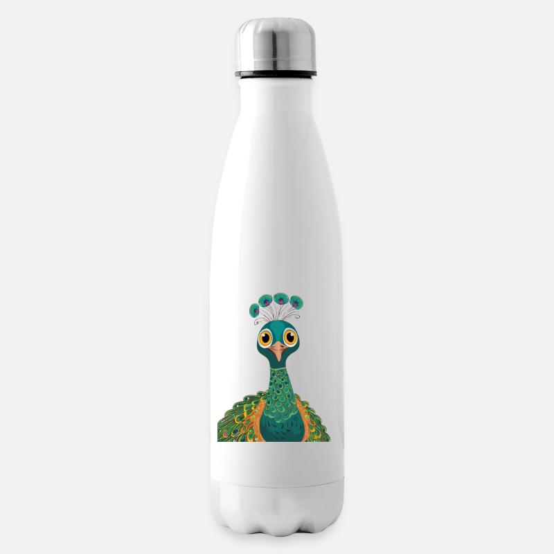 Pfau - Isolierflasche - Weiß