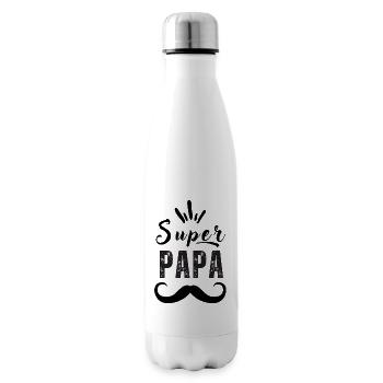 Super Papa, design pour papa -Cadeau à offrir - Bouteille isotherme - blanc - Droite