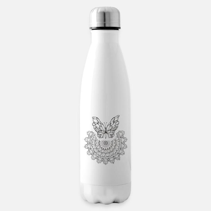 Butterfly mandala - Isolierflasche - Weiß