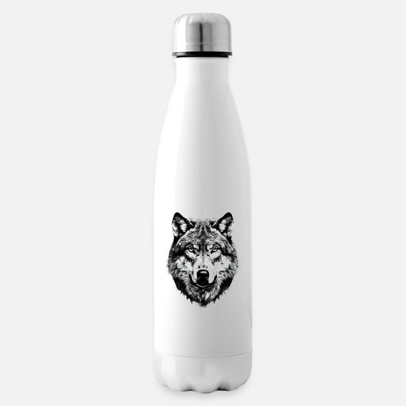 Wolf Motiv Wölfe Wolfsrudel Grauer Wolfshund Wolfs - Isolierflasche - Weiß