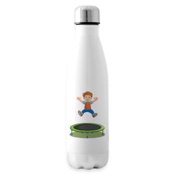 A cheerful child jumping trampoline - Insulated Water Bottle - white - Right
