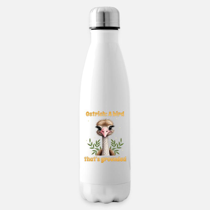 Strauß, ein Vogel, der geerdet ist - Isolierflasche - Weiß