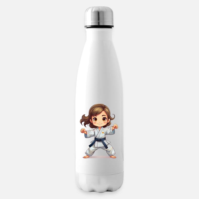 Fille faisant du karaté ou du judo - Bouteille isotherme - blanc