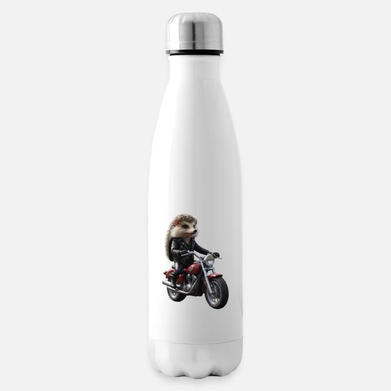 Biker hedgehog - Insulated Water Bottle - white