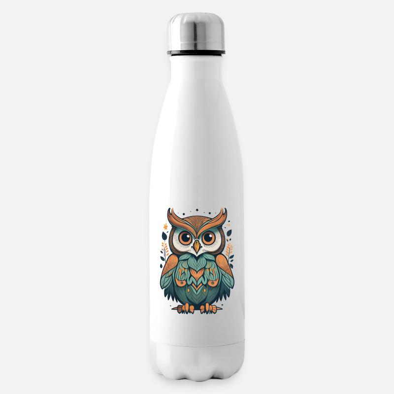 Hibou abstrait - Bouteille isotherme - blanc