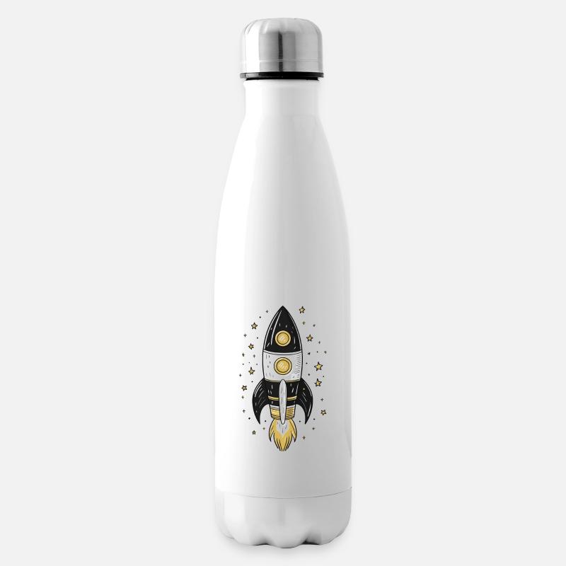 Mit der Rakete ins Weltall - Isolierflasche - Weiß